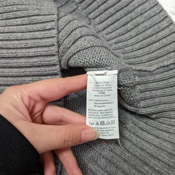 J. Crew Women's Turtleneck Cable-Knit Long Sleeve Sweater Medium Gray M1252 - Picture 4 of 4